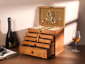 Handmade Eco-Friendly Wood Jewelry <b>Box</b> for Women Modern Intricate Carved Design <b>Large</b> Jewelry Organizer Storage for Rings - Product Image 4