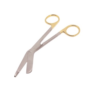 Tijeras Quirúrgicas de Acero Inoxidable para Vendajes, Tijeras Manuales para Aplicación de Apósitos con Mango Dorado para Hospitales, Clínicas y Primeros Auxilios - Product Image 5
