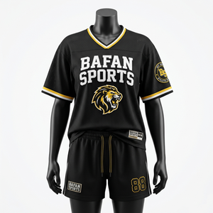 Elite 180 GSM Lightweight <b>Mesh</b> Fabric Black Gold Soccer Jersey And Shorts Custom Heat Transfer Logo <b>Set</b> logo Women's <b>Sets</b> - Product Image 5