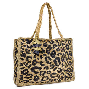 Bolsa de yute trenzada duradera con dos correas Bolsas de yute impresas trenzadas tejidas a mano para mujer Moda - Product Image 4