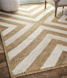 Alfombra de Yute natural rústica con acentos de borde marrón negruzco Alfombra rectangular trenzada a mano para hogares contemporáneos - Product Image 4