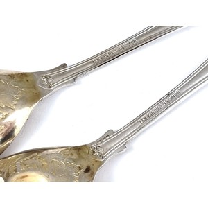Antique Silver Salad Servers Set With Ornate Fruit Design Metal Serving Spoon And Fork For Elegant Table Settings - Product Image 3
