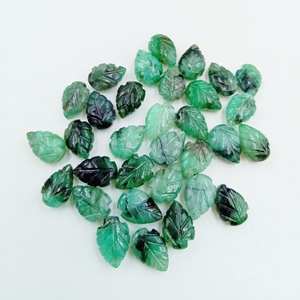 พลอยมรกตธรรมชาติแกะสลักรูปใบไม้ สำหรับทำเครื่องประดับ ขายส่ง - Product Image 6