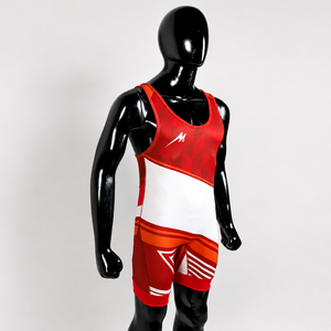 <b>Men</b> Red White <b>Wrestling</b> <b>Singlet</b> Heat-Transfer Printed Spandex Polyester Lightweight Waterproof Quick Dry Breathable Four-Way - Product Image 3