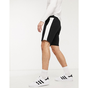 Shorts Bermuda en Coton Noir pour Homme, Taille Mi-Haute, Fermeture Élastique, Style Décontracté, Couleur Unie, Tissu Respirant - Product Image 2