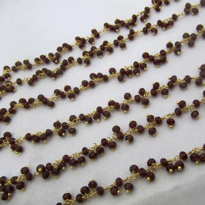 Chaîne à grappes de perles carrées en grenat hydro-quartz plaqué or 18 carats de 3 mm d'épaisseur pour la fabrication de bijoux - Product Image 4