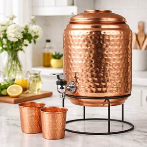 Distributeur d'eau en cuivre pur avec robinet, conteneur à boissons fait main pour hôtels, restaurants, traiteurs, vente en gros - Product Image 4