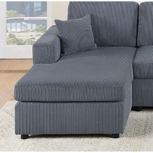 Moderno e Splendido Set Divano Componibile in Velluto a Coste Grigio Scuro 2 Pezzi LAF e RAF con Chaise Longue Senza Braccioli e Divanetto per Soggiorno - Product Image 6