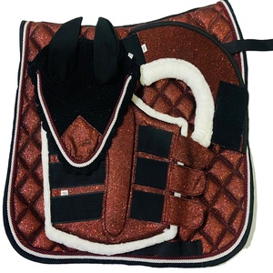 Ensemble de tapis de selle western brillant en polycoton avec doublure pour dressage, saut d'obstacles et équitation, accessoires assortis - Product Image 2