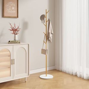Appendiabiti autoportante in metallo dorato resistente con base in marmo, appendiabiti multiuso a forma di stand per camera da letto e conservazione cappelli - Product Image 4