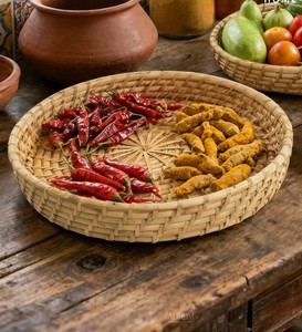 Elegante Bandeja de Servicio de Ratán, Tejida a Mano, Natural, con Estilo, para Decoración del Hogar y Cocina, Bandeja de Almacenamiento - Product Image 2