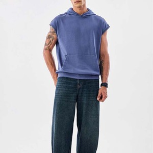เสื้อสเวตเชิ้ตมีฮู้ดแขนกุดสำหรับผู้ชาย สีพื้น ผ้าฝ้ายเฟรนช์เทอร์รี่ ทรงลำลอง มีกระเป๋า ดีไซน์เรียบง่าย ความยาวปกติ เหมาะสำหรับใส่ในฤดูใบไม้ผลิ - Product Image 2