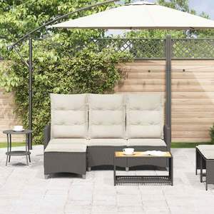 Canapé de jardin inclinable en rotin PE noir - Product Image 3