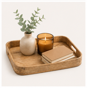 Premium Handmade Mango Wood Serving <b>Tray</b> With Built-in Handles Rectangular Wooden Platter For <b>Breakfast</b> Tea Coffee Eco-Friendly - Product Image 6