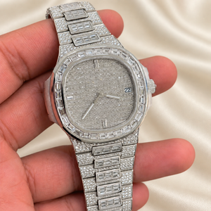 <b>Women's</b> Luxury Hip Hop Oval Dial Moissanite Mechanical <b>Watch</b> Stainless Steel <b>Bracelet</b> for Glass - Product Image 3