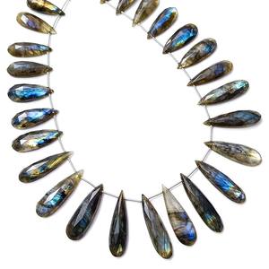 Collier en labradorite naturelle de forme poire avec fermoir en argent 925 pour femmes, bijoux faits à la main, vente en gros en provenance d'Inde - Product Image 1