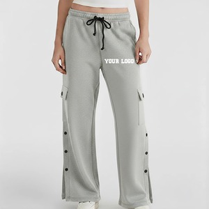 Venta al por mayor: Ropa casual de invierno para mujer, corte regular, estilo hip hop, con estampado personalizado, encaje, tiro medio, alta calidad, elástico, forro polar acampanado. - Product Image 1