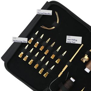 Kit d'outils pour extensions capillaires avec pince à micro-perles, crochet à boucle, aiguilles courbées, pinces de sectionnement, fil pour perruque et mini-ciseaux - Product Image 3