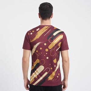 T-shirt de sport pour homme multicolores, impression graphique par sublimation personnalisée, coton et polyester, maillot d'entraînement athlétique, col rond - Product Image 6