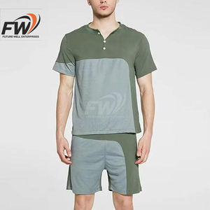 Conjuntos de Verano para Hombre al por Mayor, Transpirables, Lisos, Camisetas de Manga Corta y Pantalones Cortos, Personalizables, Poliéster/Algodón - Product Image 1