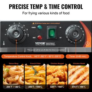 Friggitrice Elettrica Commerciale da Banco da 1500W con Cestello in Acciaio Inossidabile, 11.6Qt/11L, Olio Singolo per la Frittura, Timer - Product Image 4