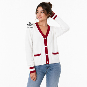Regalia Masónica Herencia Delta Sigma para Mujeres, Cárdigan Acrílico Rojo y Blanco, Bordado, Estilo Personalizado para Damas - Product Image 2