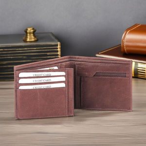 Cartera Unisex Royaa BS-401-033 Marrón, Cartera Larga Segura Personalizada de Cuero Genuino con Cierre Abierto Geométrico y Forro de Poliéster - Product Image 5