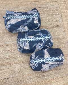 Ensemble de trousses de maquillage pour femmes, 3 pièces, trousse de toilette, 100% coton, trousse à fermeture éclair, trousse à accessoires cosmétiques matelassée, trousse multifonction - Product Image 2