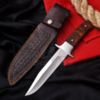 Couteau de chasse à lame fixe Loveless Style en acier inoxydable 58 HRC, pointe tombante, manche en cuir, fabrication artisanale, DIY OEM ODM