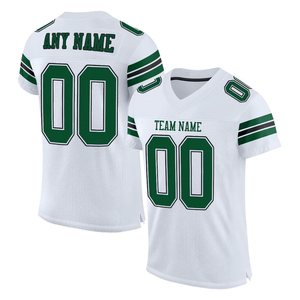 บริการ OEM รับผลิตเสื้ออเมริกันฟุตบอลตามสั่ง ผ้าโพลีเอสเตอร์ 100% ระบายอากาศได้ดี แห้งเร็ว พิมพ์ลายแบบ Sublimation ชุดทีมมาใหม่ - Product Image 2