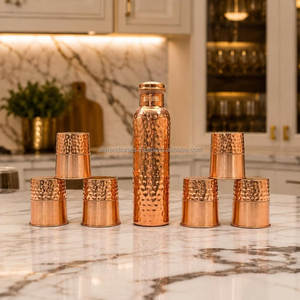 Elegante juego de botellas de agua de cobre con diseño de pavo real, estilo oriental, con beneficios para la salud, ideal para regalos y decoración del hogar. - Product Image 2