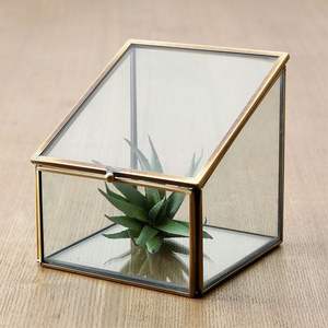 Caja Transparente para Joyas con Tapa Pentagonal y Flor de Latón en la Parte Superior, Caja de Vidrio Vintage para Almacenamiento, Organizador de Recuerdos - Product Image 5