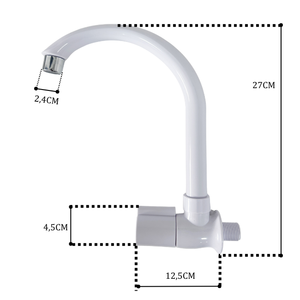 Robinet de cuisine moderne à eau froide KSOM-35T8 de haute qualité, à poignée, col de cygne, montage sur plan, finition chromée blanc/gris KSN Vietnam - Product Image 2