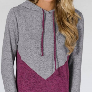 เสื้อฮู้ดแฟชั่นผู้หญิงแบบสั่งทำพิเศษ OEM ทรงยาว มีไซส์พลัส ลายพิมพ์บล็อกสี พร้อมลายปัก สำหรับผู้ใหญ่ - Product Image 5