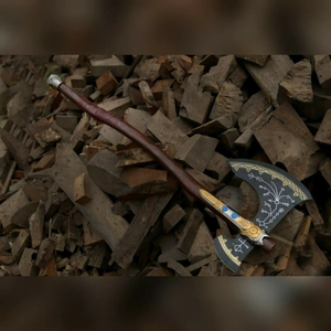 Hache en acier à haute teneur en carbone pour la chasse et le camping, avec manche en bois et acier Damas, faite à la main, prix bas, hache en bois rustique de qualité supérieure - Product Image 5