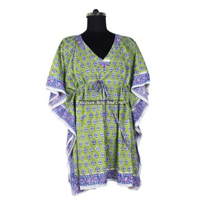 Meilleure robe longue de soirée pour femme imprimée à la main KFCS076, caftan court en coton ethnique africain, taille XL - Product Image 6
