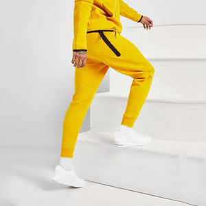 Men's Yellow Solid Tracksuit Full <b>Zip</b> <b>Hooded</b> Sporty Casual Wear Breathable Polyester Material Winter Outfit Loose Fit 2 1 Design - Product Image 2