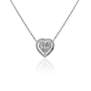 18K Solid Gold Diamond Heart Necklace IGI Certified VS1 Clarity - Product Image 2