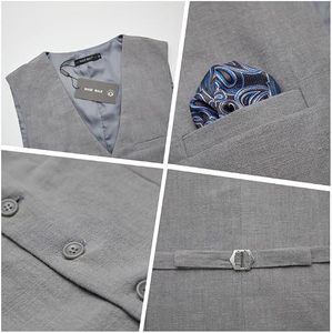 Traje de 3 piezas gris de lana peinada estilo británico para hombre, chaleco y pantalón, atuendo formal de negocios o boda, antiarrugas, corte ajustado, botonadura sencilla - Product Image 5