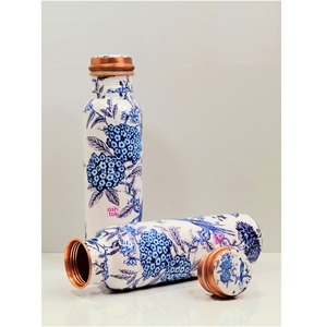 Global Supplier Eco-Friendly Retro <b>Metal</b> <b>Water</b> <b>Bottles</b> Copper Lids BPA Free Portable Travel Drinkware Red Blue Gold Swirl Design - Product Image 3