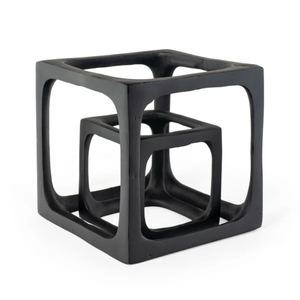 Sculpture géométrique inclinée en cube creux, pièce unique moderne, figurine décorative pour la maison, accent de table de bureau, cadeau d'art en aluminium - Product Image 3
