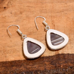 Pendientes de plata con ágata natural de Botsuana en forma de pera, estilo vintage, plata de ley 925, joyería bohemia hecha a mano, regalo para ella - Product Image 6