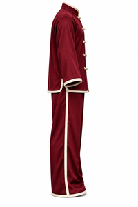 Uniforme de Kung Fu unisexe marron en polyester haute densité, tissage soyeux, arts martiaux traditionnels, bords noués à la grenouille, fourniture B2B - Product Image 3