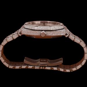 นาฬิกาควอตซ์คุณภาพสูง หน้าปัดเพชรขาวทรงกลม ขอบตัวเรือนแบบอะนาล็อก ประดับเพชรโมอิสซาไนต์ ของขวัญสำหรับผู้ชาย - Product Image 5