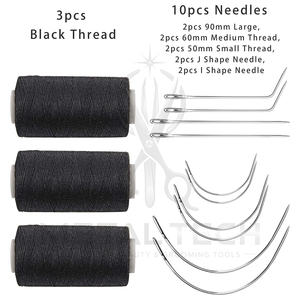 10 Piece Professional Stainless Steel Hair Extension Weaving Needles Set Curved Straight Bent Weft <b>Sewing</b> Needles Tool <b>Kit</b> - Product Image 3