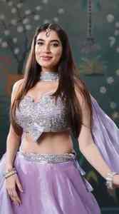 Lehenga Choli Lavande pour Femmes avec Blouse Brodée Argentée et Dupatta Transparent – Tenue de Soirée Élégante - Product Image 4