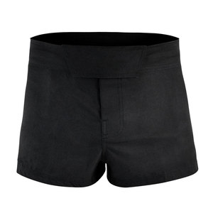 Shorts tissés noirs à taille haute pour hommes, couleur unie, avec poches, style décontracté, taille élastique, longueur courte - Product Image 3