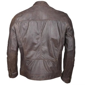 High Quality Men's <b>Genuine</b> <b>Leather</b> <b>Jacket</b> with Stand Collar Front Logo Durable Waterproof & Breathable for Timeless Winter Look - Product Image 6