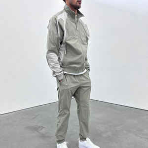 Ensemble veste et pantalon coupe-vent pour homme, léger, à capuche, fermeture éclair, résistant au vent, vêtements de sport d'extérieur - Product Image 2