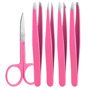 Juego de Pinzas para Cejas Inclinadas de Acero Inoxidable de Alta Precisión, Ligeras, Duraderas, Clásicas y Lavables, con Mini Tijeras - Product Image 1